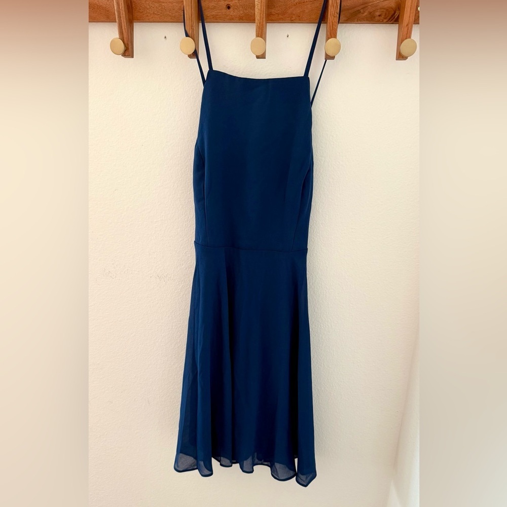 NWT Lulus Navy Blue Cross-Back Chiffon Dress Size M